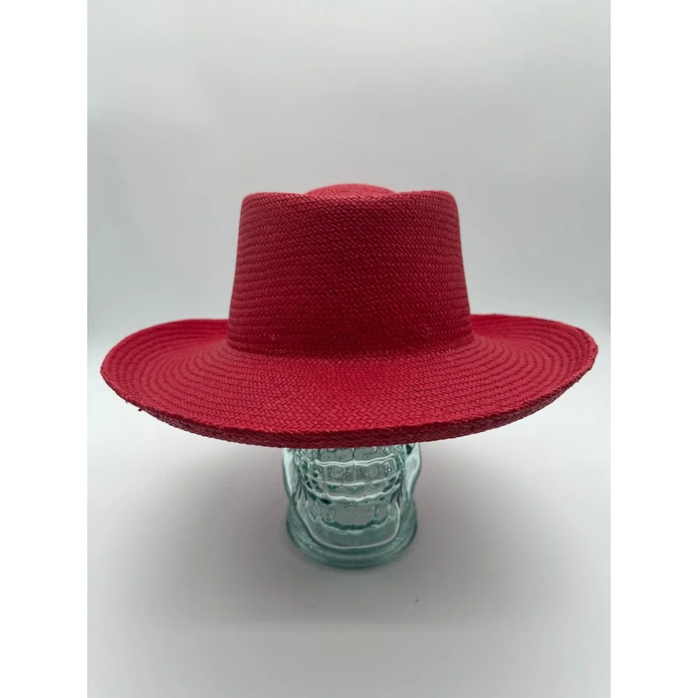 Fiesta Phoenix Arizona Red Straw Sun Hat Wide Brim Boater Made USA Large Vntage